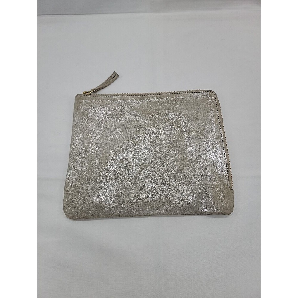 Erin Condren Silver Metallic Leather Wallet/ Clutch 8.5x7"